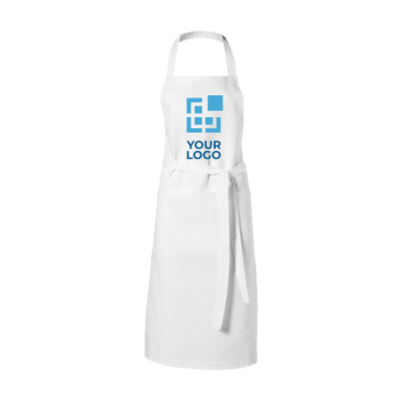 Branded long kitchen apron in colours, 240 g/m²