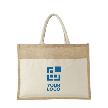 Jute bag with pocket with your printed logo for events