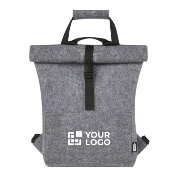 Roll-top recycled felt backpack with various straps