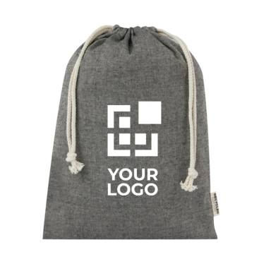 Large recycled cotton GRS bag with drawstring closure, 150 g/m²