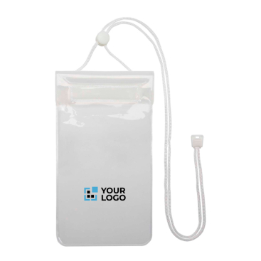 Large waterproof plastic phone pouch with cord