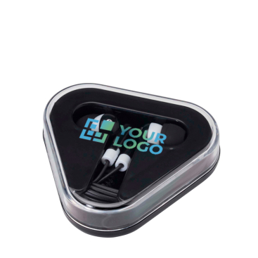 Simple earphones with audio jack and triangular case