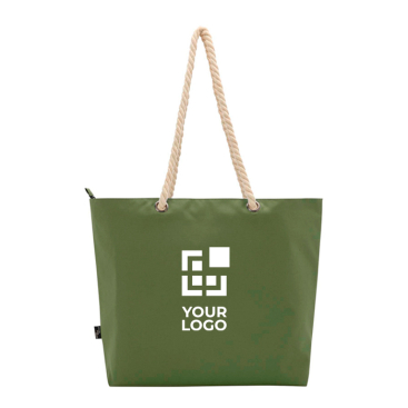 Recycled polyester beach bag with cord handles, 23L