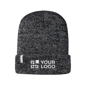 Reflective winter beanie with branded fold-up edge