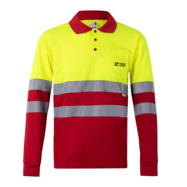Long-sleeved work polo shirt with reflective elements, 160 g/m2, 