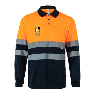 High-visibility long-sleeve work polo – 160 g/m2 