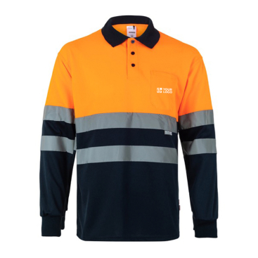 Extra-large two-tone long-sleeve work polo – 160 g/m2 