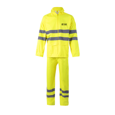 Work rain suit, polyester with reflective elements, 130 g/m2, 