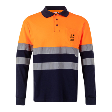 Two-tone high-visibility long-sleeve work polo, 150 g/m2 
