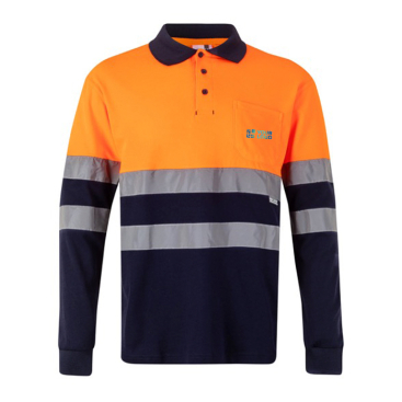 High-visibility long-sleeve piqué work polo, 150 g/m2 