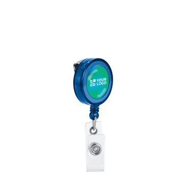 Branded badge holder with extendable metal clip for trade fairs