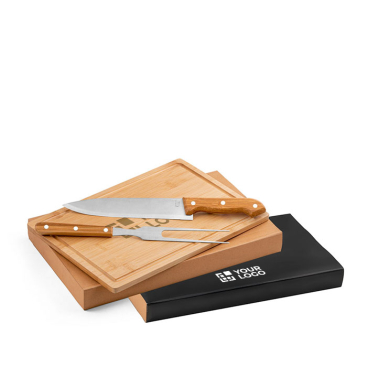 BBQ utensil set with bamboo board and 2 utensils