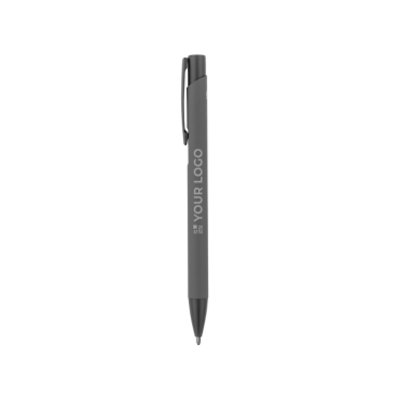 Recycled aluminium ballpoint pen with rubber finish, blue ink