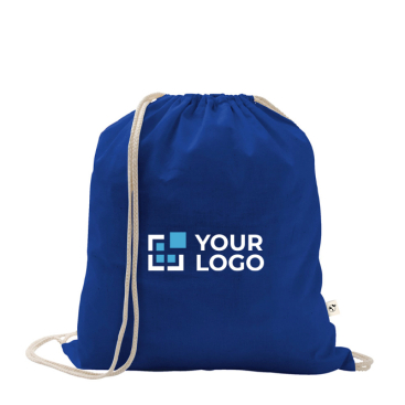 Drawstring backpack in recycled cotton and polyester, 150 g/m2
