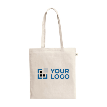 Recycled cotton shopping bag with long handles, 140 g/m2