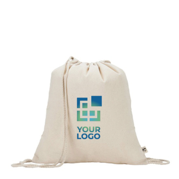 Natural recycled cotton drawstring backpack, 180 g/m2
