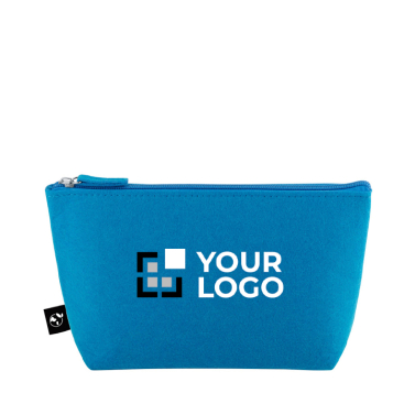 Spacious recycled felt toiletry bag with zip closure