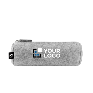 Cylindrical recycled felt pencil case with zip closure