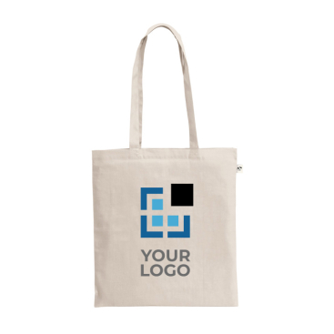 Natural recycled cotton-polyester shopping bag with handles, 150 g/m2
