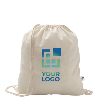 Drawstring backpack in recycled cotton and polyester, 150 g/m2