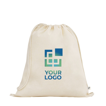 Drawstring backpack made from organic cotton with handles, 140 g/m2