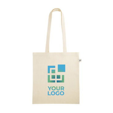 Organic cotton shopping bag with long handles, 140 g/m2