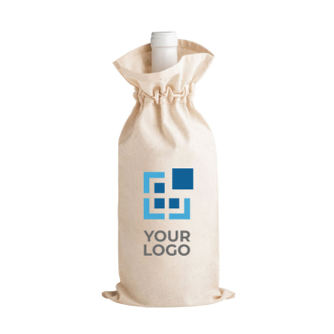 Cheap cotton bottle bag with cord, 180 g/m2, WIne