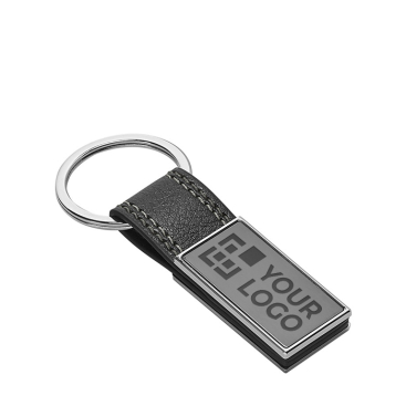 Keyring made of imitation leather and metal with print, Allure