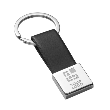 Keyring, faux leather with metal details and logo, Downtown