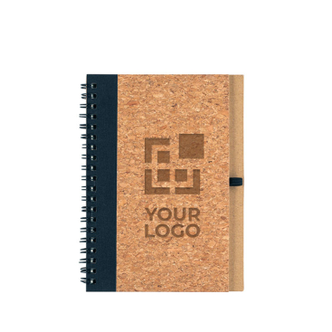 Cork and RPET hard cover notebook with pen, B6, plain pages