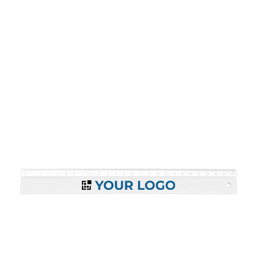 Printed white ruler for employees as an office aid, 25 cm