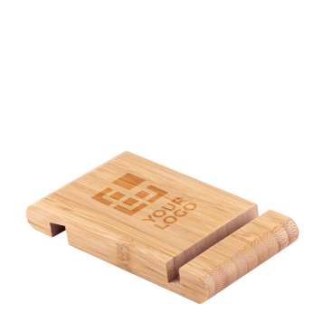 Bamboo phone stand with two slots on each side