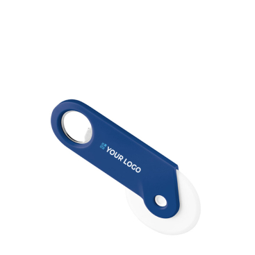 Pizza cutter with bottle opener included at the end