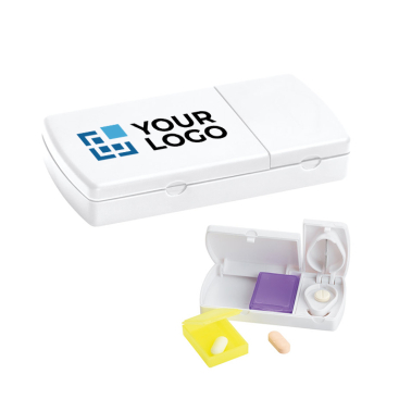 Printed pill box with compartment and pill cutter
