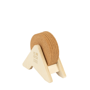 Plywood stand with 6 cork coasters