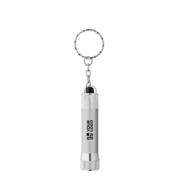 Partially recycled aluminium keyring with 3-mode LED torch