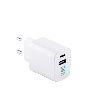 Recycled plastic power adapter with two USB ports