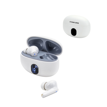 Recycled ABS wireless earphones with 4 hours of battery life