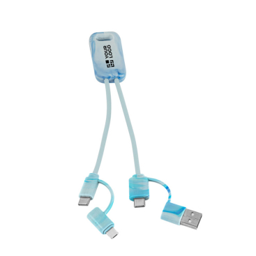 6-in-1 cable made from recycled material with faded texture