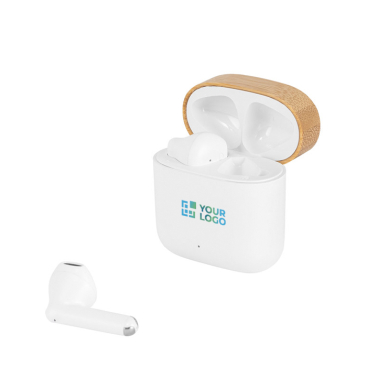 Wireless earphones with bamboo lid and 5 hours of battery life