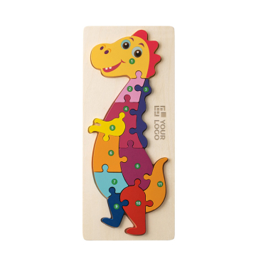 Dinosaur-shaped puzzle made of pine wood