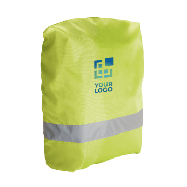 Waterproof backpack cover with reflective elements and logo