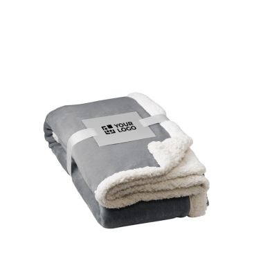 Reversible fleece blanket for sofa with logo, 225 g/m2
