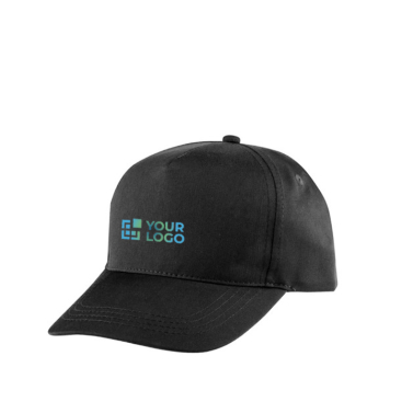 Recycled polyester cap with 5 panels and adhesive closure, 210 g/m2