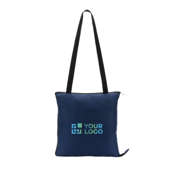 Foldable polyester picnic blanket that converts into a bag