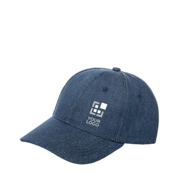 Denim peaked cap with logo vents and your logo, Jeans