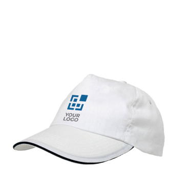Sandwich-style polyester cap with tie closure and ventilation holes