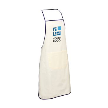 Promotional cotton apron with pocket and coloured details, Eco