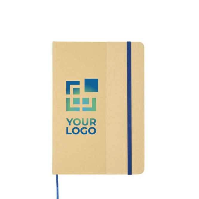 Notebook with recycled cardboard cover and elastic band, A5, ruled pages