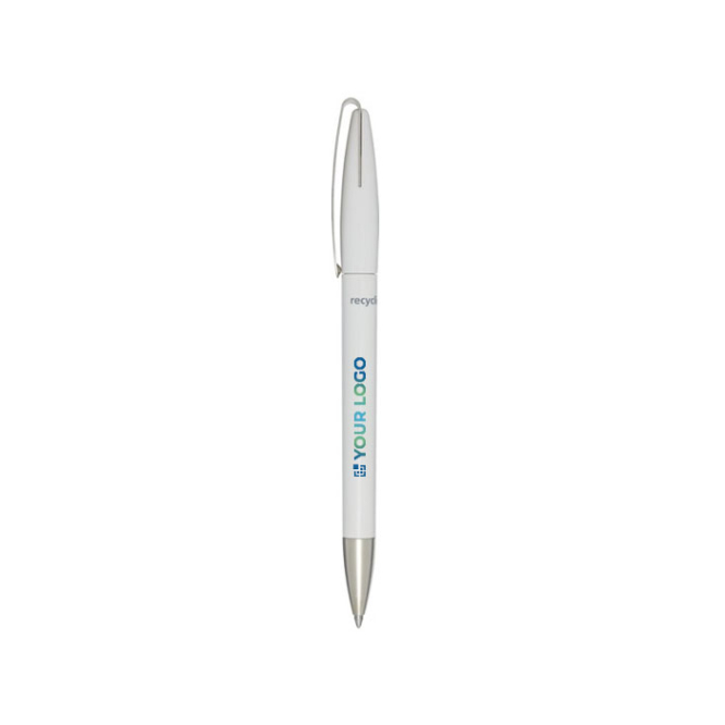 Pen with recycled plastic body and clip, blue ink